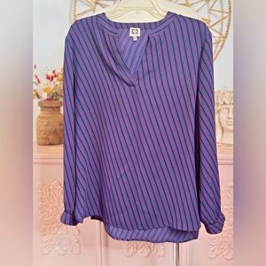 Anne Klein Large Vibrant Striped Blouse